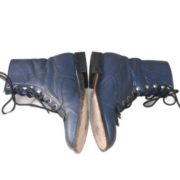 COWTOWN Granny Boots, 6, Dark Blue, Fringe/Kilte, Lace-up, Vintage, Navy - Picture 4 of 12